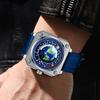 Binbang 2023 Men's Creative Large Dial Starry Sky Watch with Genuine Leather Strap