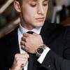 Automatic Mechanical Date Black Watch [BUREI] Men's Watch, Waterproof, Analog, Popular, Business, Display, Gold/Silver, Stylish, Simple, Luminous,