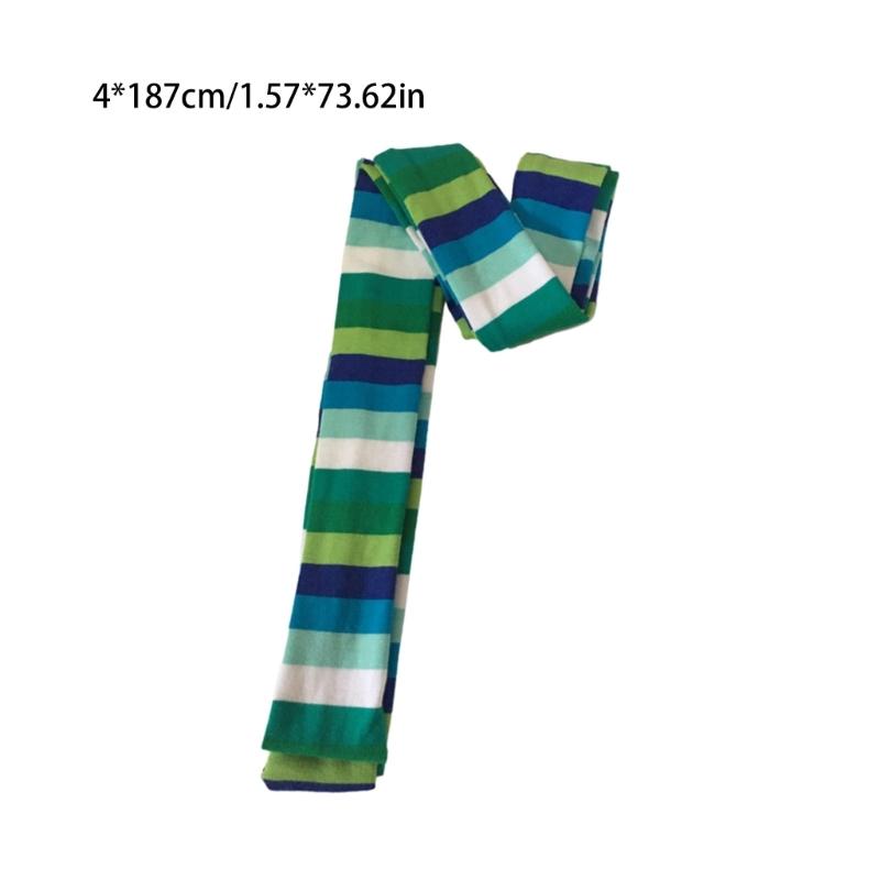 Harajuku Y2K Punk Long Scarf Rainbow Striped Skinny Neckerchief for All Ages