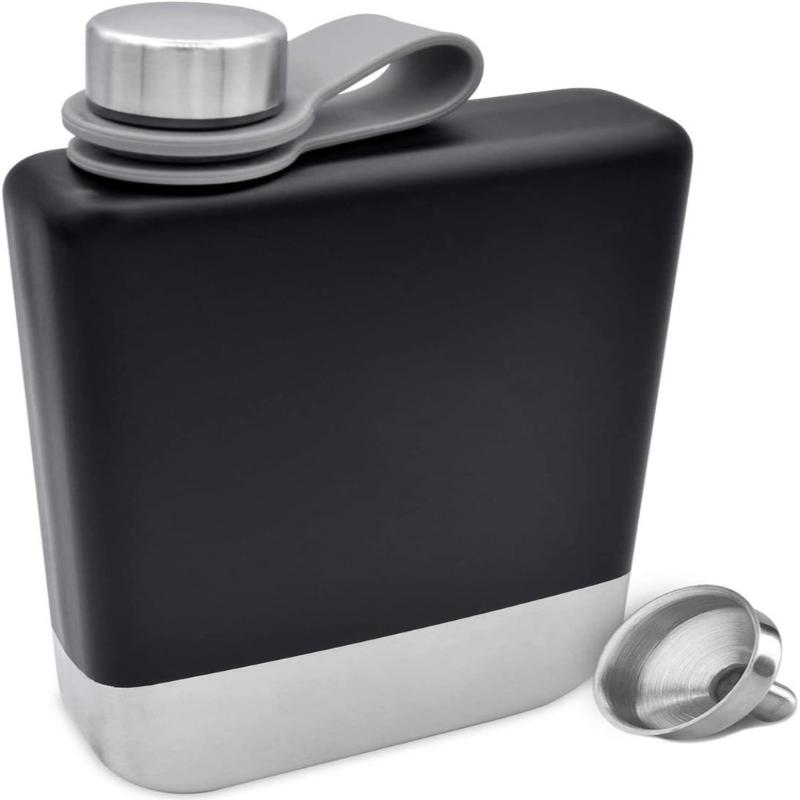 1 Set Flachmann für Whiskey 9oz 304 Edelstahl Flachmann mit Trichter Auslaufsicher Camping Whiskey Flasche.