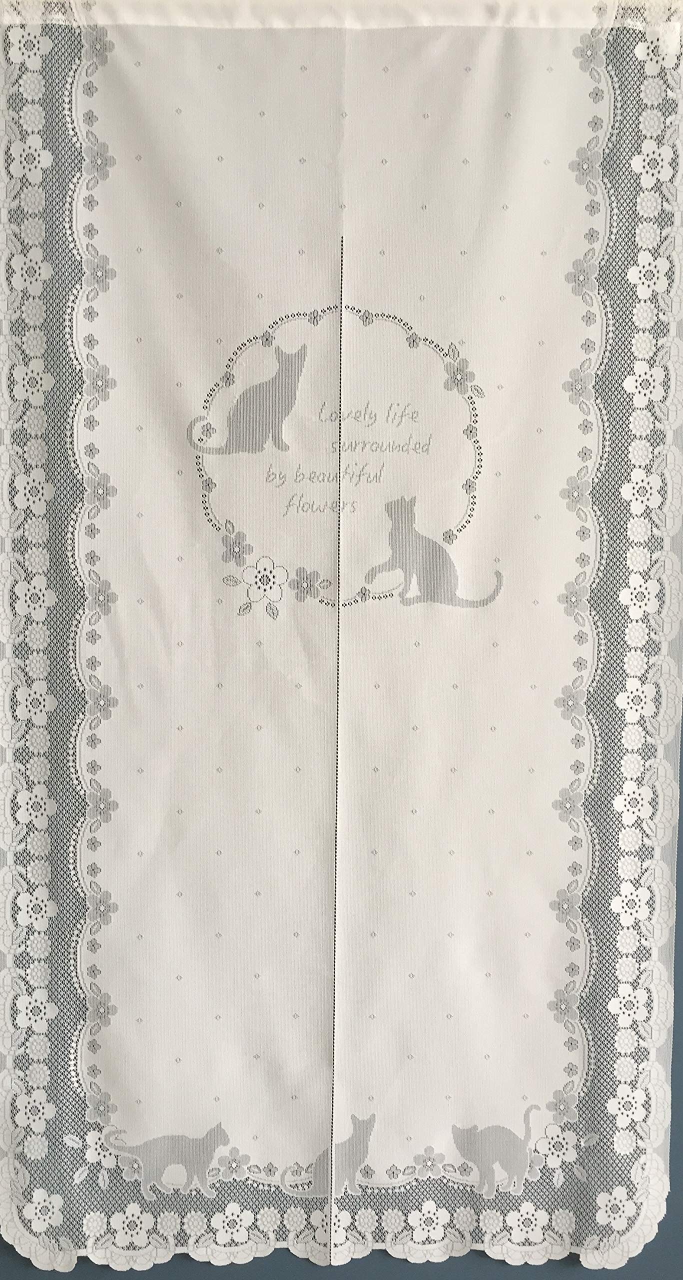 

JUKE19 Noren Room Privacy Long Curtain with Cute Cat Stylish Interior Design for Living Easy Cat Single 85cm Wide x 150cm Long Curtain, Divider, белый