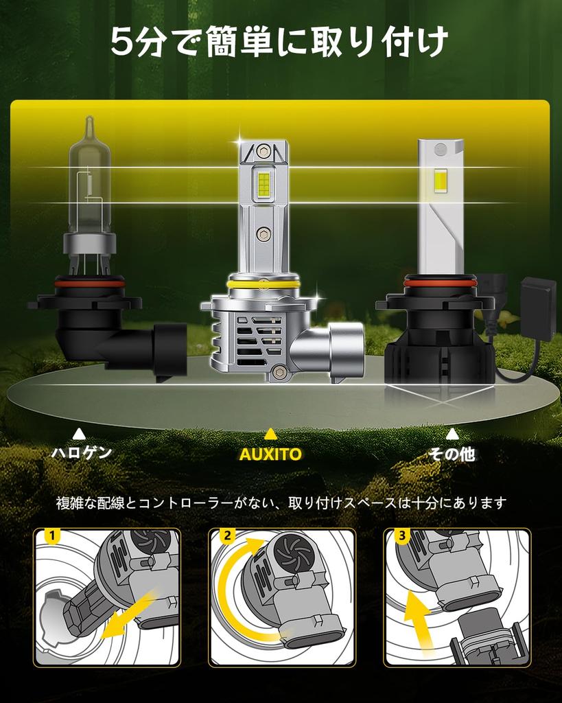 AUXITO 9005 HB3 LED Headlight, High Brightness, 16 LED Chips, 6 Times Brightness, Improves