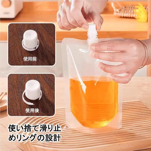 REENEW 150-Piece Set of Clear Spout Pouches, 30ml-500ml, for Drinks, Juice, and Condiment, with Lids, Freestanding, Takeout, High-Temperature Resistan