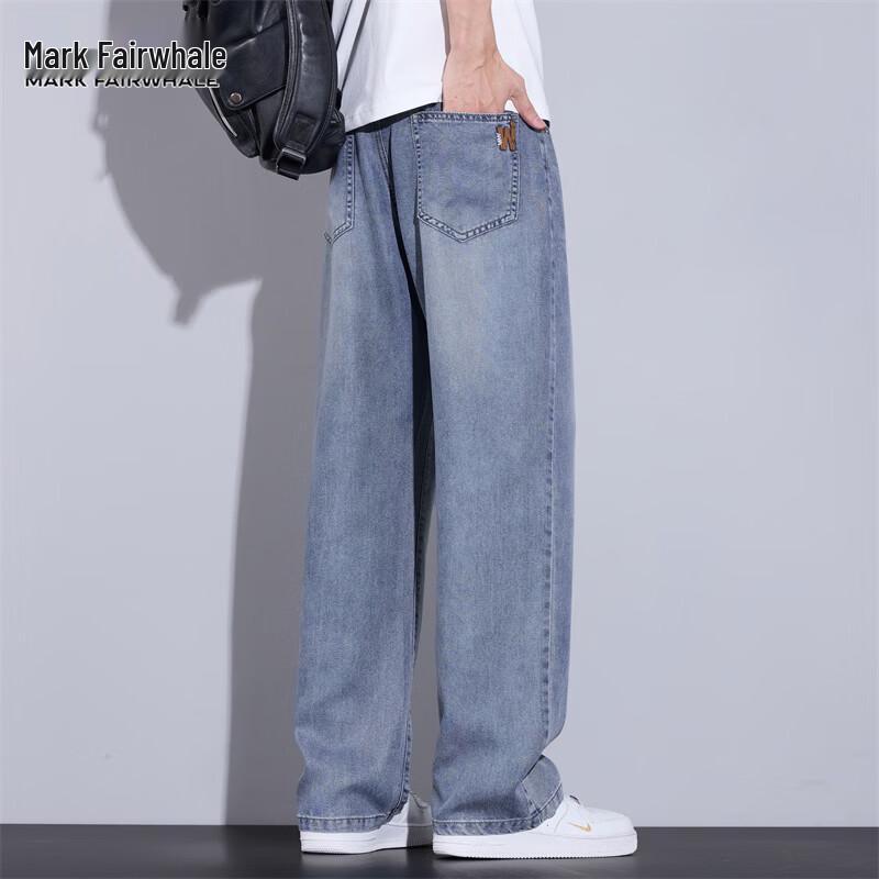 MARK FAIRWHALE Men's Summer Tencel Loose Wide-Leg Jeans