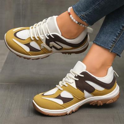 Color Matching Running Shoes Women's Large Size Autumn New Lace-up Platform Casual and Comfortable Sports Shoes
