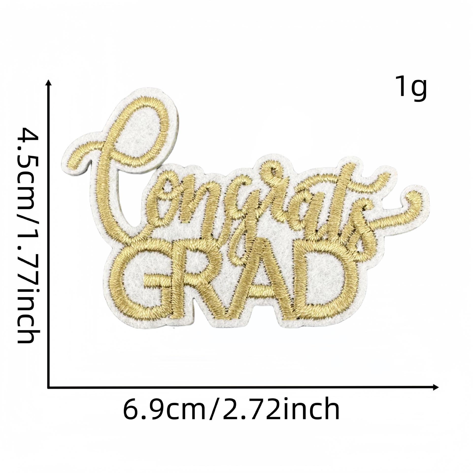 

2025 Black Gold Graduation Embroidery Patch - Versatile Style Iron-on Flower