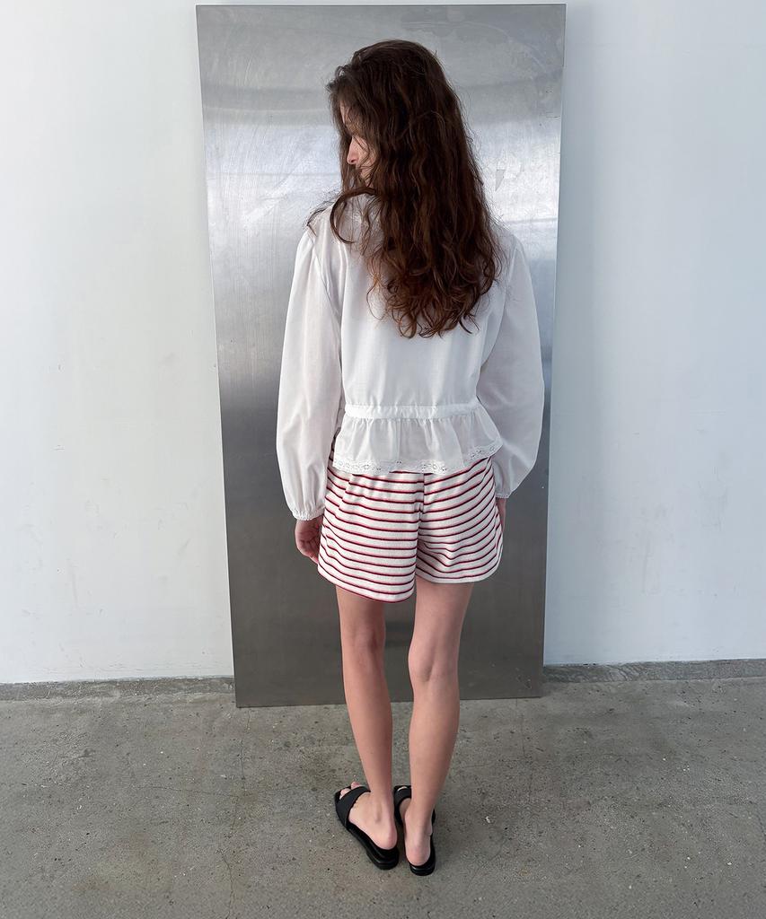 Poeteuseoul Cozy Stripe Shorts_Red
