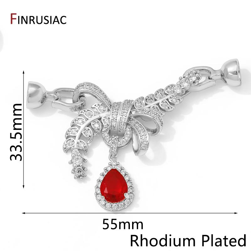 

Luxury 14K Gold Plated Brass Pearl Connector Clasps,Cubic Zircon Ribbon Fastener Lock For DIY Necklace Bracelet Making Supplies 1 piece