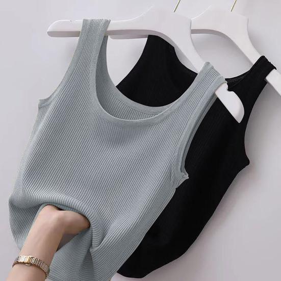 Women Vest Sleeveless Solid Color Sexy Summer Washable Anti-fade Oversized Tank Top Beach Clothing