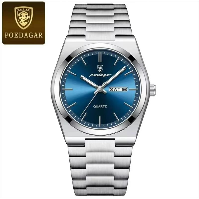 Fashion Quartz Ladies Watch Stainless Steel Date Week Woman's Wristwatch Waterproof Luminous Business Watches For Men Couples