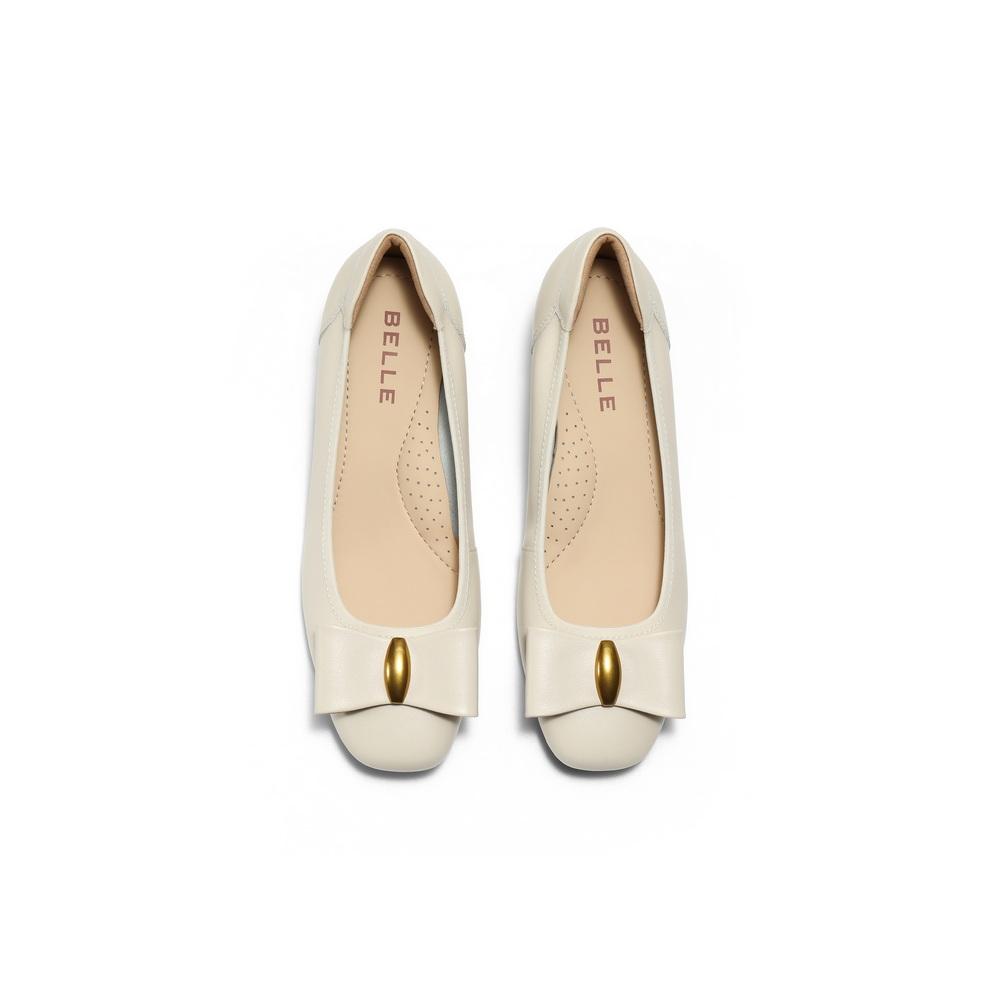 Belle Temperament Square Heel Single Shoes Women's 2025 Autumn New Genuine Leather Commuting Shallow Mouth