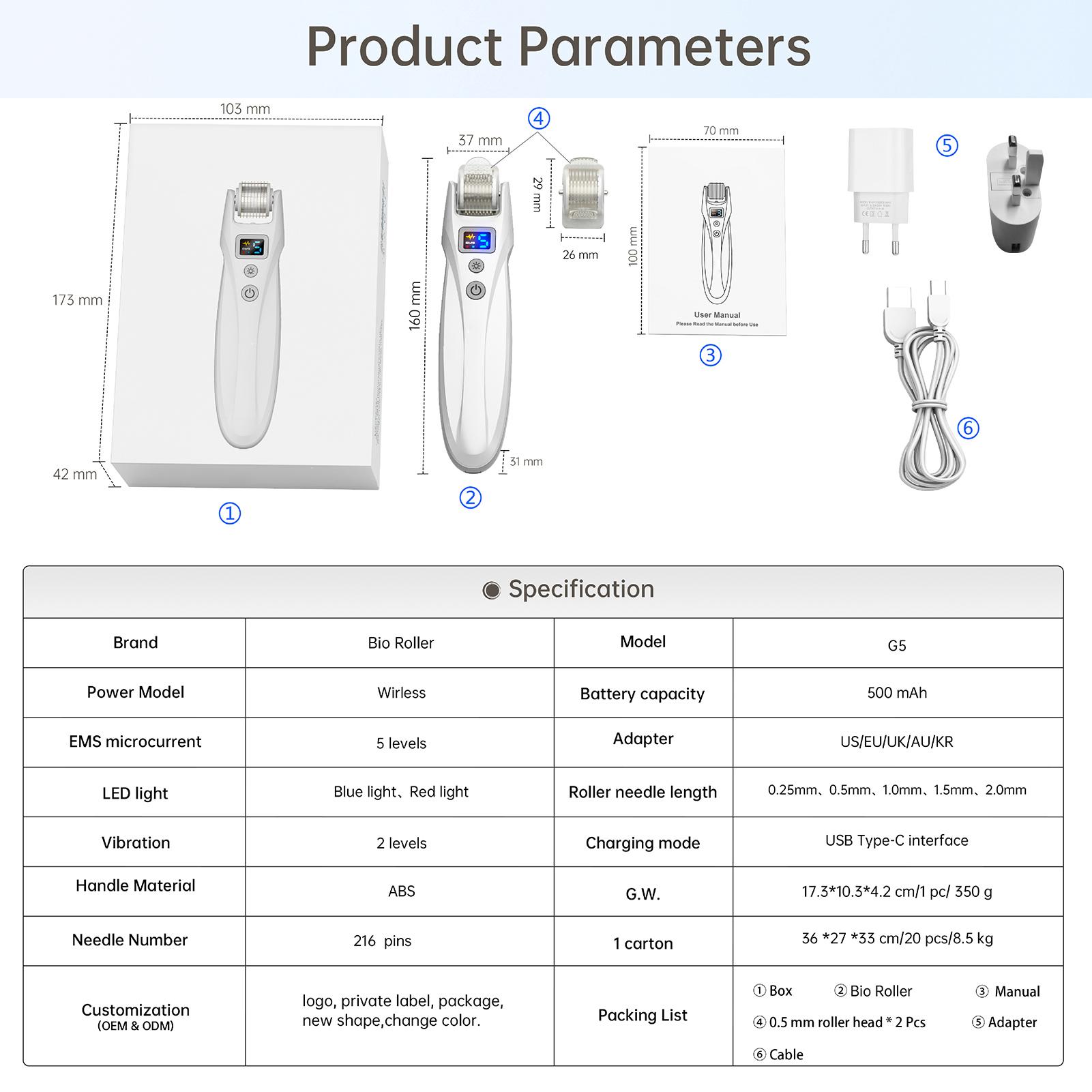 

G5 Facial Roller Skincare Tools 2 LED Lights with Vibration Care for Man & Women UK Plug