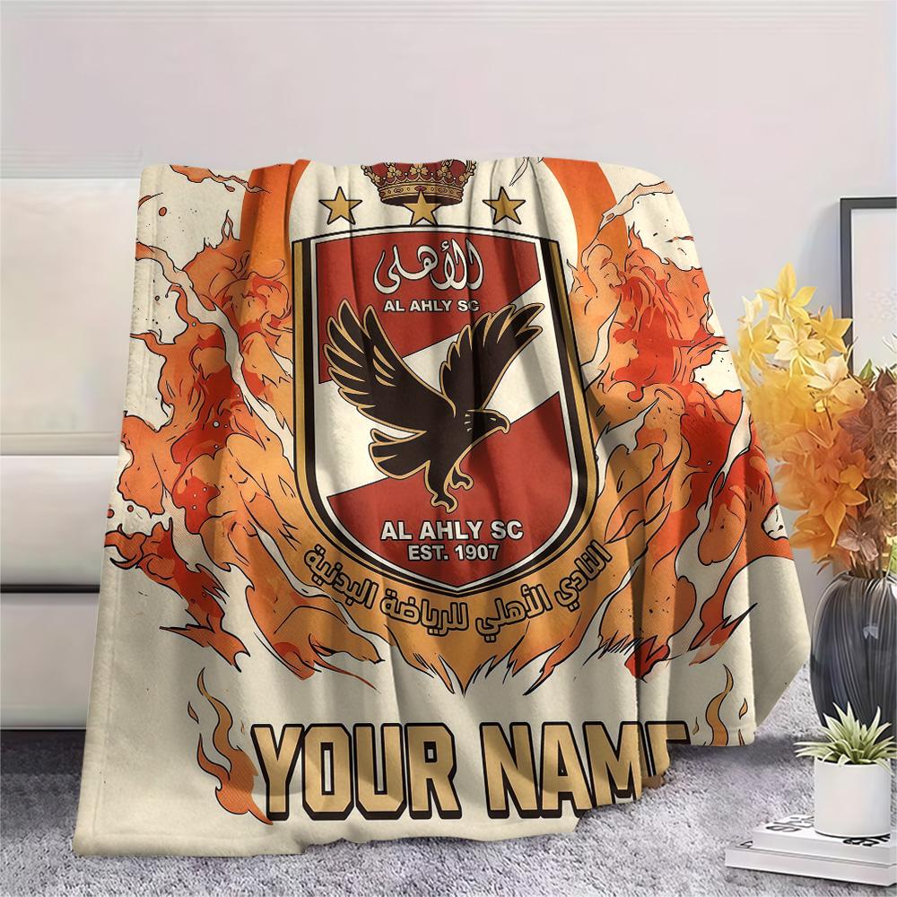 Custom Name Al Ahly SC2 Flannel Blanket, High Quality Comfortable for All Seasons, Home Decor, Warmth and Comfort