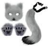 Halloween set, simulated fox mask gloves, plush fox tail handmade beast tail cos prop accessories