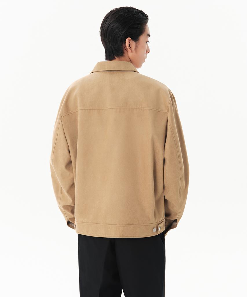 Musinsa Standard Synthetic Suede Minimal Trucker Jacket [Beige]