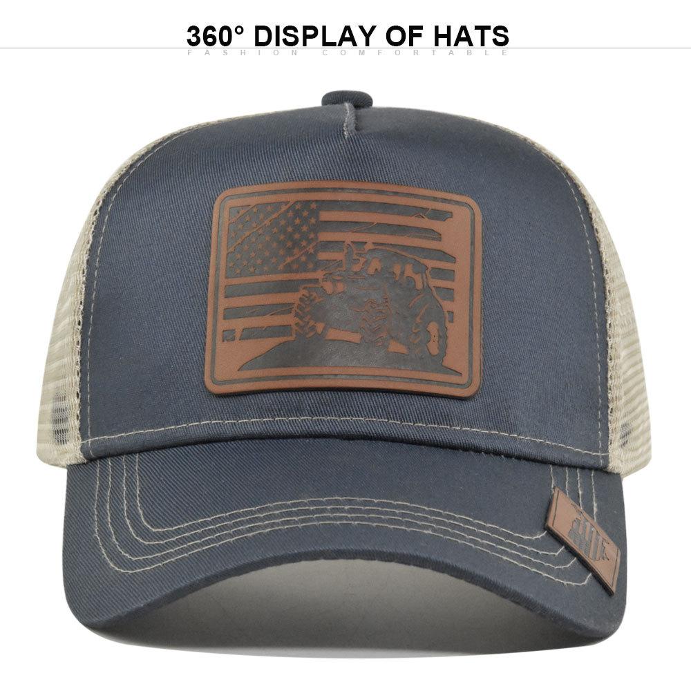 Cool Hat Women's Tractor Leather Label Peaked Cap Rooster Mesh Baseball Cap Embroider Brim Hat Sunshade Mesh Hat Cm