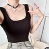Douyin Women's Cotton Camisole: Threaded, Sleeveless, Slim Fit, Side Coverage Vest to Prevent Exposure