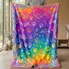 Rainbow Paw Prints 2 Theme blanket Lightweight Warm Flannel Blanket Decorative Throw Blanket for Home Decoration