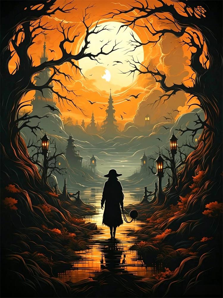 5D Diamond Painting Halloween Fantasy Dark Style Decoration DIY Full Diamond Mosaic Inlaid Cross Stitch Set Gift