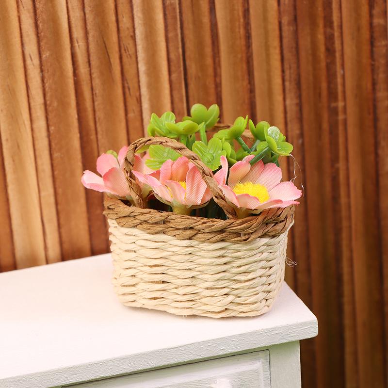 1Pc 1/12 Dollhouse Simulation Flower Plant Potted Dollhouse Mini Home Decoration Dolls House Micro Landscape Plant Accessories