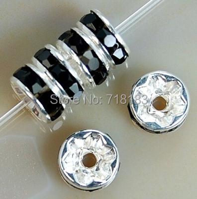 100 sztuk 4/6/8/10mm Metalowe Koraliki Kryształowe Cyrkonie Rondelle Koraliki Dystansowe Do Tworzenia Biżuterii Bransoletka Naszyjnik Akcesoria DIY