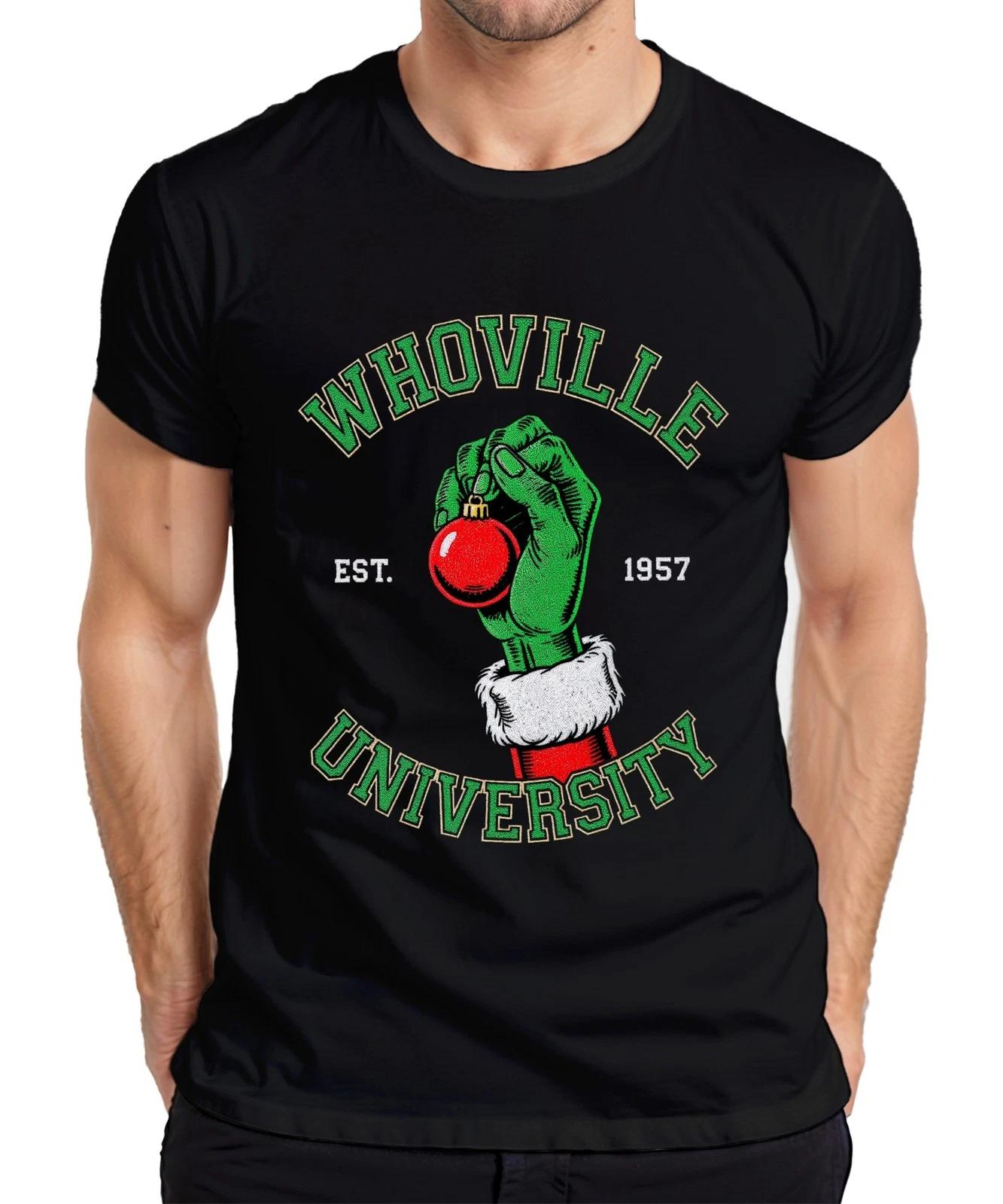 WHOVILLE UNIVERSITY Grinch Weihnachten Christbaumkugel Retro Herren T-Shirt XL