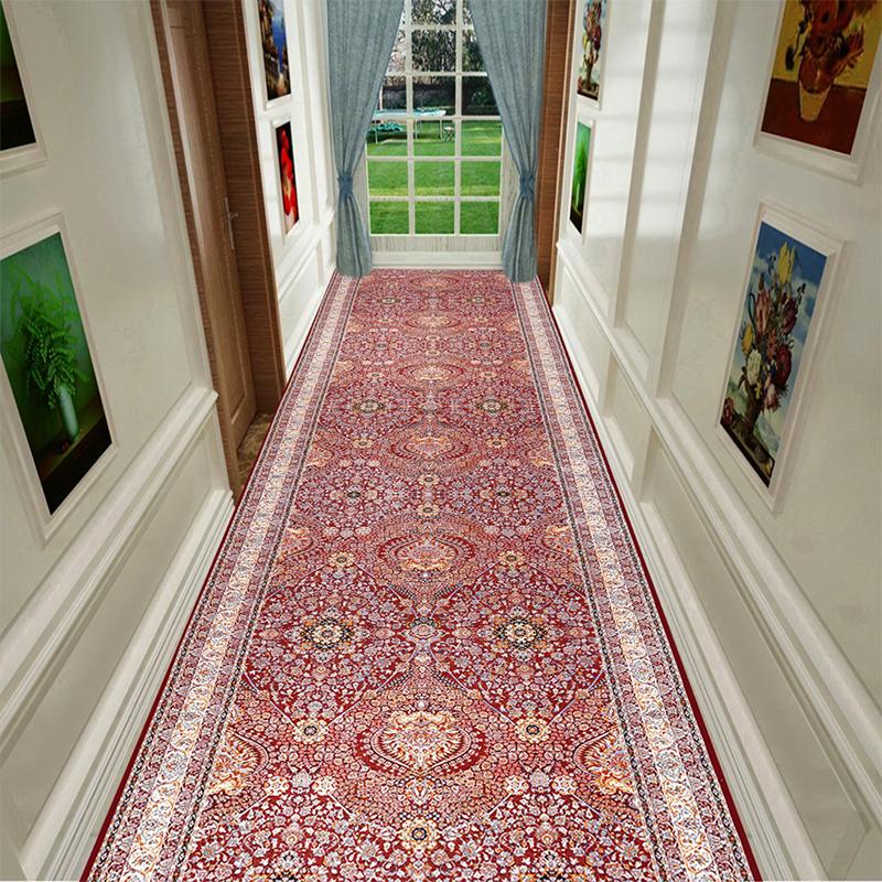 Retro Ethnic Long Corridor Carpet Luxury European Decoration Hallway Rug Non-slip Easy Cleaning Floor Mat Stairway Runners Mats