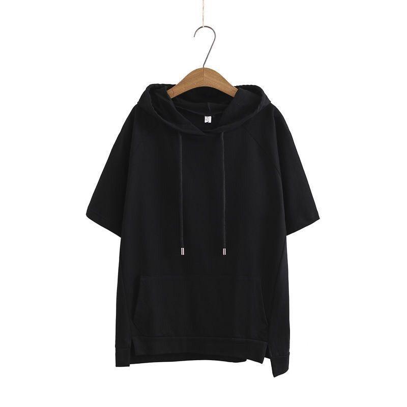 Oversized 4XL Losse Sweatshirts Dames Katoenen Hoodies Zomer Korte Mouwen Dunne T-shirts Dames Casual Trui Tops Buitenkleding
