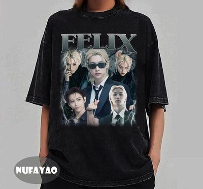 T-shirt Vintage Limitata Felix Stray Kids, Regalo per Donna e Uomo T-shirt Unisex