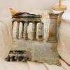 Retro Roman Architectural Cushion Cover Silky Short Plush Invisible Zipper Dustproof Sofa Pillow Case For Home Decor
