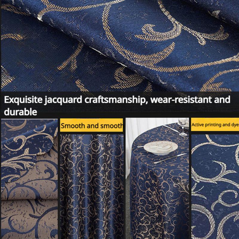 Luksus rødt rundt hotell Spisebordduk Firkantet Gyldenblomstret Bryllupsbord Skjørttrekk Dekorasjon Fest Restaurant Duk