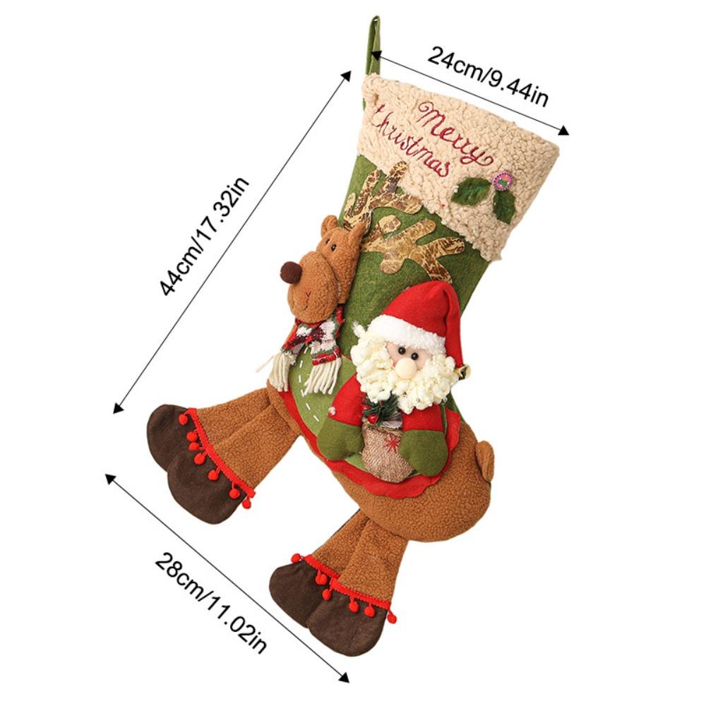 Elk Christmas Stockings Santa Claus Santa Gift Pocket Ornaments Candy Bag Christmas