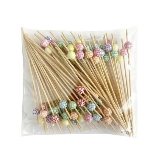100 Pcs Baseball Toothpicks, 4.7 Inch Decorative Food Picks, Long Bamboo Sticks for Party Appetizers Desserts BBQ Skewers B