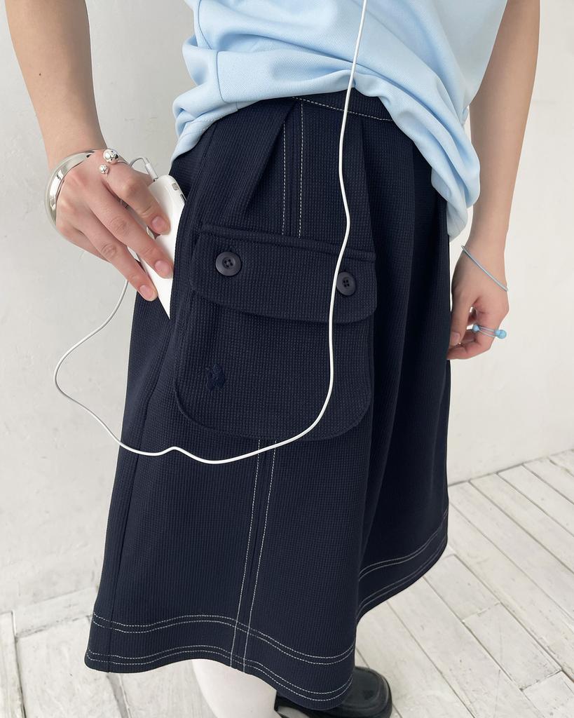 Inodoleu Pocket Midi Skirt _ Navy