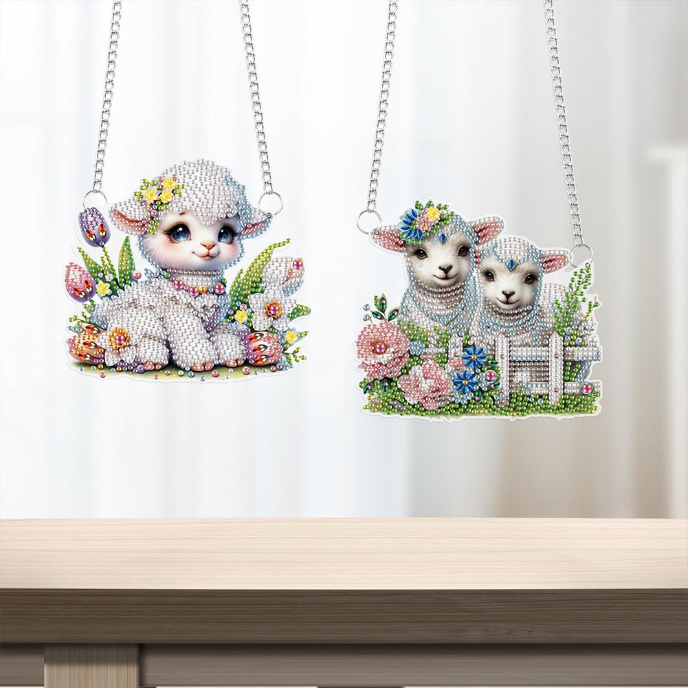 2 ks Zvíře 2D/Ploché DIY Speciální Tvar Kamínky Diamantové Umění Okenní Přívěsky Diamantová Malba Sada DIY Domácí Dekorace Závěsný Kouzelný Přívěsek