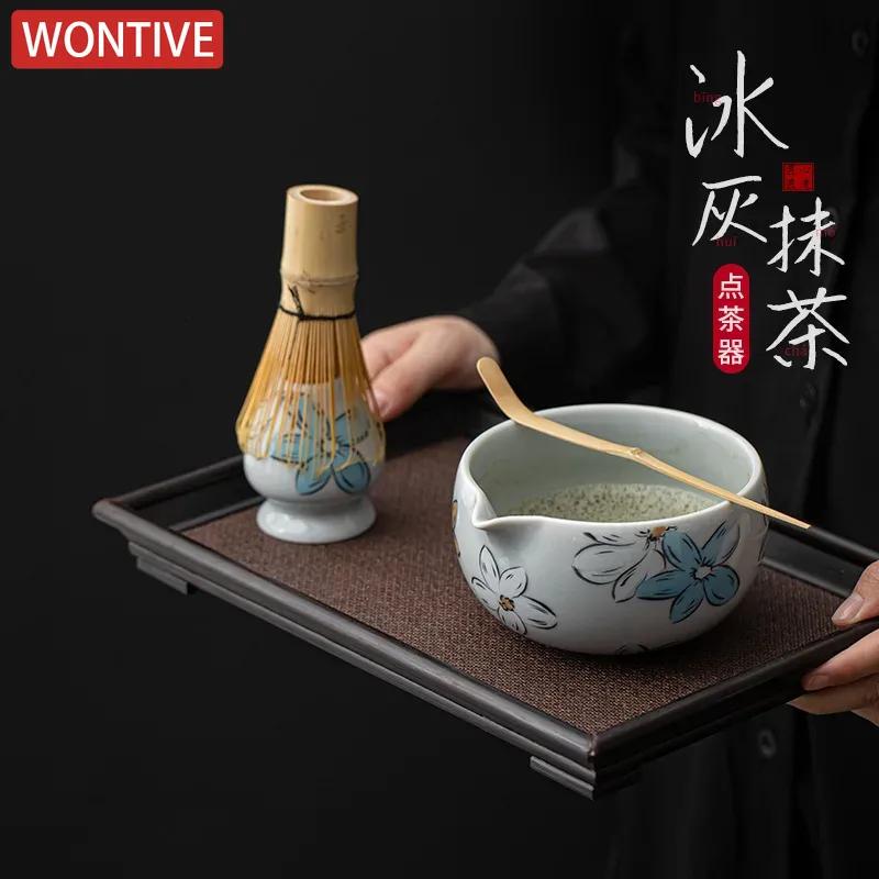 Japoński zestaw Matcha Bezpieczna bambusowa trzepaczka Łyżeczka do herbaty Zestawy do herbaty Sklep z napojami do użytku wewnątrz Parzenie herbaty Miska do herbaty Narzędzia Akcesoria do ceremonii herbacianej