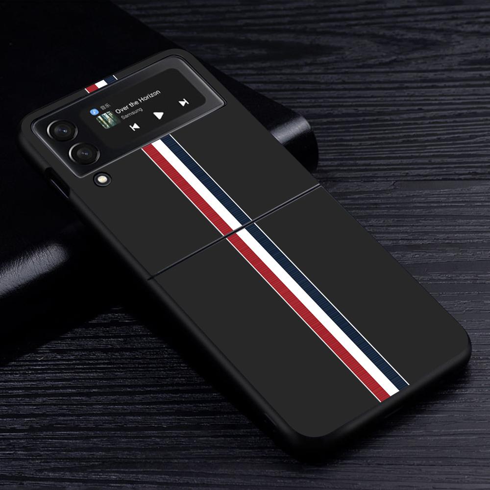 Husă Telefon Mobil pentru Samsung Galaxy Z Flip3 Flip4 5G Negru Coque Z Flip 3 Husă PC Dură de Lux Zflip3 Funda Dungi Marcă Sport