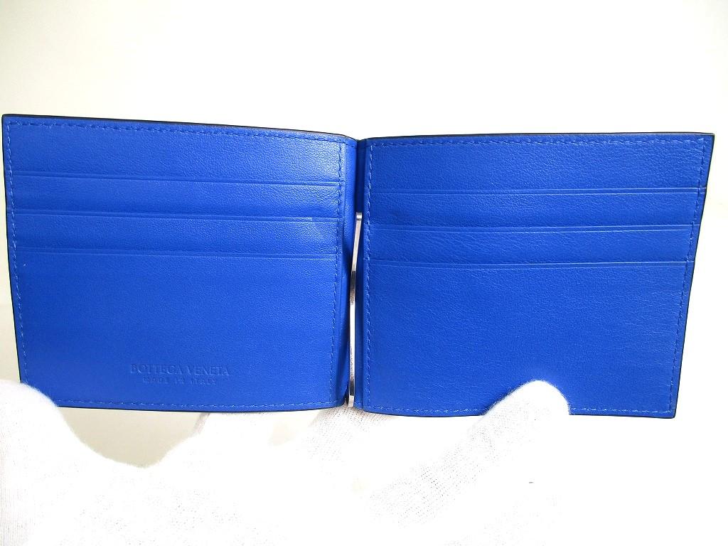 Authentic BOTTEGA VENETA Intrecciato Black Blue Leather Bifold Bill Wallet #a469  Refurbished