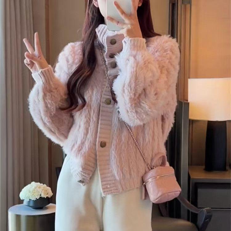 Turtleneck Sweater Women Loose Short Sweater Cardigan Long Sleeve Single Breasted Jacket High-end Temperament Coats Winter Women Sweaters