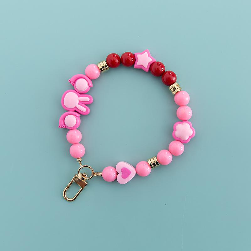 

2024 Japanese Korean Heart-Shaped Candy Color Beaded Phone Lanyard Pendant