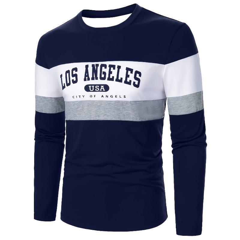 Men 3D Print Long Sleeve Sports T-Shirt, Casual Outdoor Running Top