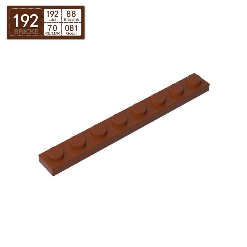 BRICKE Brick Guest 1x8 Plate, Compatible with Lego 3460, Loose Parts Building Blocks, Small Particles.