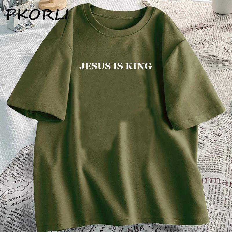 Tričko Jesus Is King Ženy Ležérní Tričko Bůh je dobrý Dámské Křesťanské oblečení Víra Tričko Tričko Bavlna Trička s krátkým rukávem