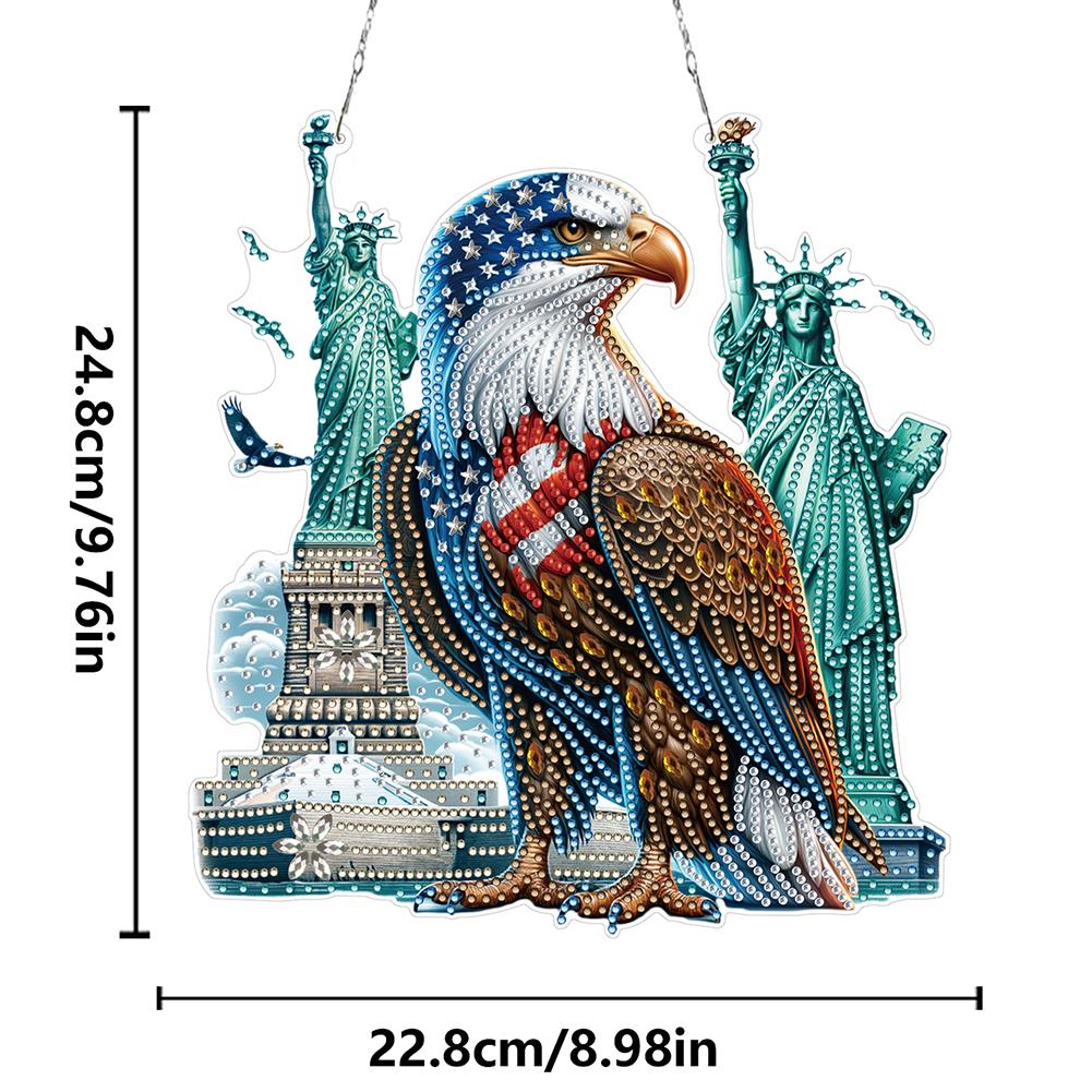 Acrylic 2D/Flat DIY Independence Day Special Shape Diamond Art Pendant Diamond Painting Set Window Hanging Art for Home Decor