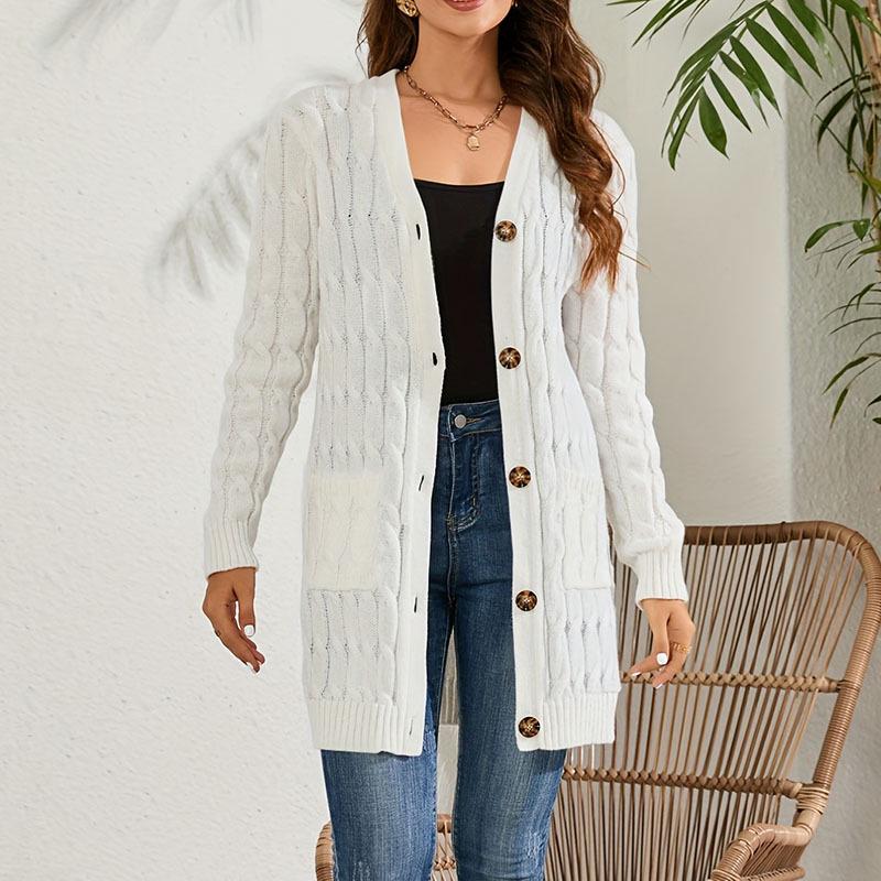 Women's Cable Knit Cardigan - Autumn/Winter Button Sweater