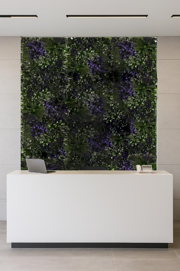 Green Wall - Plant Panel - Violet Flowers - Uv 50 X 50