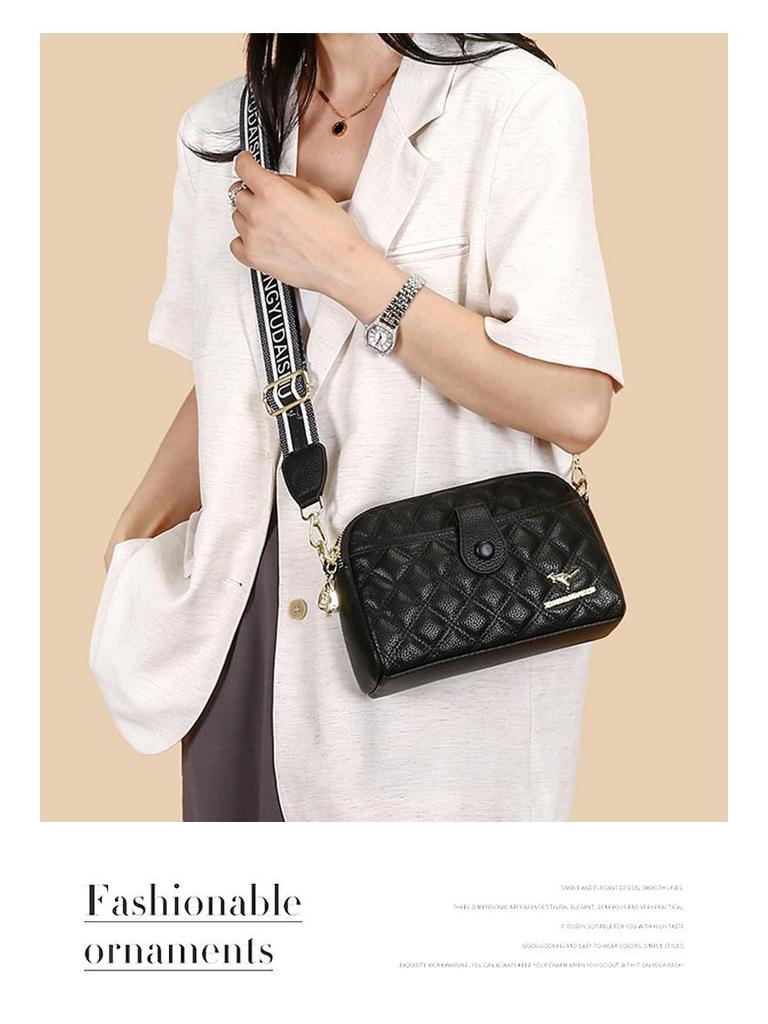 2025 Hochwertige Gesteppte Coco Leder Umhängetasche: Weiche, kleine quadratische Tasche für Damen mit doppelten Handyfächern