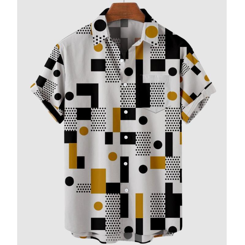 Hawaiian Men's Striped Shirts For Blouse Men Camisa Social Short Sleeve Casual Top Oversized Gym Clothing Fashion Male Vintage