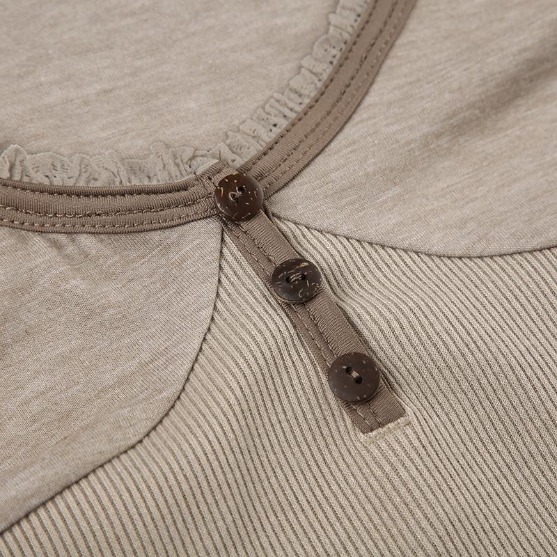 Podzimní a zimní dámské základní divoké tričko s dlouhým rukávem a výstřihem do V, slim, tenké