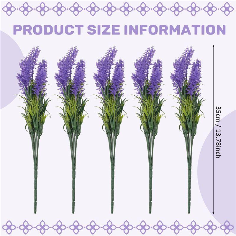 M-Modern-10 Bundles Artificial Flowers-Lavender Flowers, Outdoor UV Resistant Fake Flowers, No Fade Faux Plastic Flowers